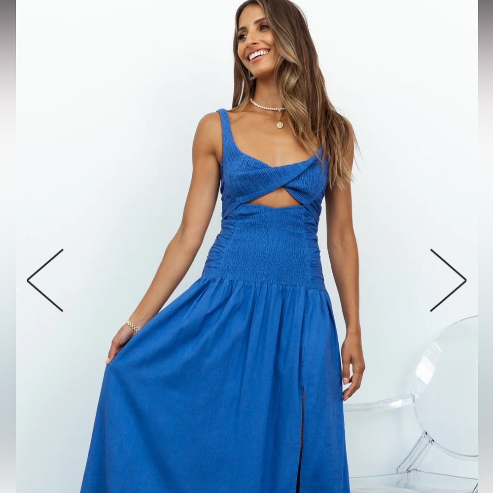 Hello Molly Royal Blue Maxi Dress with Cutout